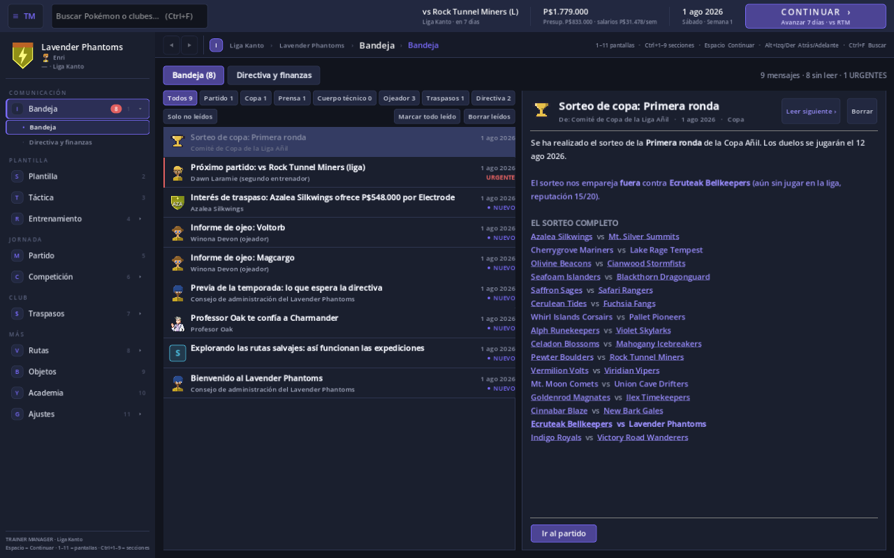 Trainer Manager inbox screenshot